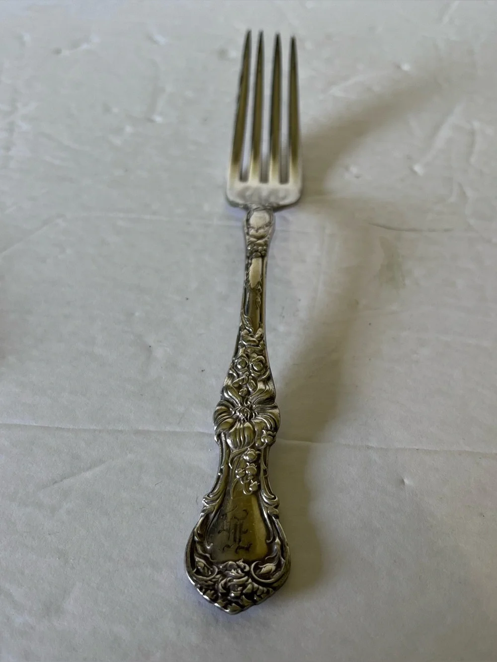 Antique R. Wallace Silverplate Floral Pattern Dinner Fork Pat: June 6 1903 Mono